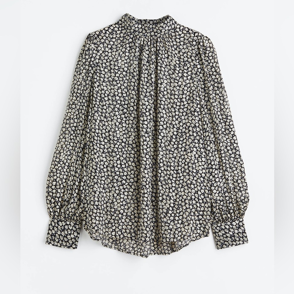 STAND-UP COLLAR SATIN BLOUSE